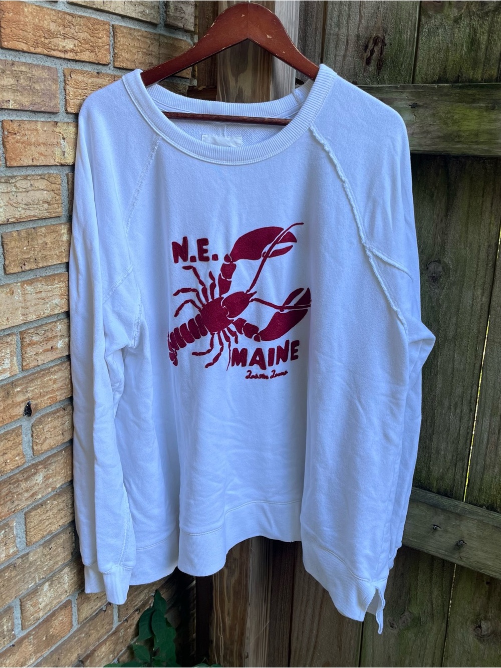 aerie White Crewneck Sweatshirt with Red Lobster Graphic